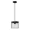 Designers Fountain Aster 60 Watt 1 Light Matte Black Pendant with Grey Wood And Metal Cage Shade D226M-10P-MB - alternate 1